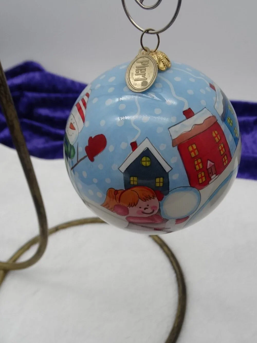 Pier 1 Snowman and Kids Li Bien Christmas Ornament 2015 with Box